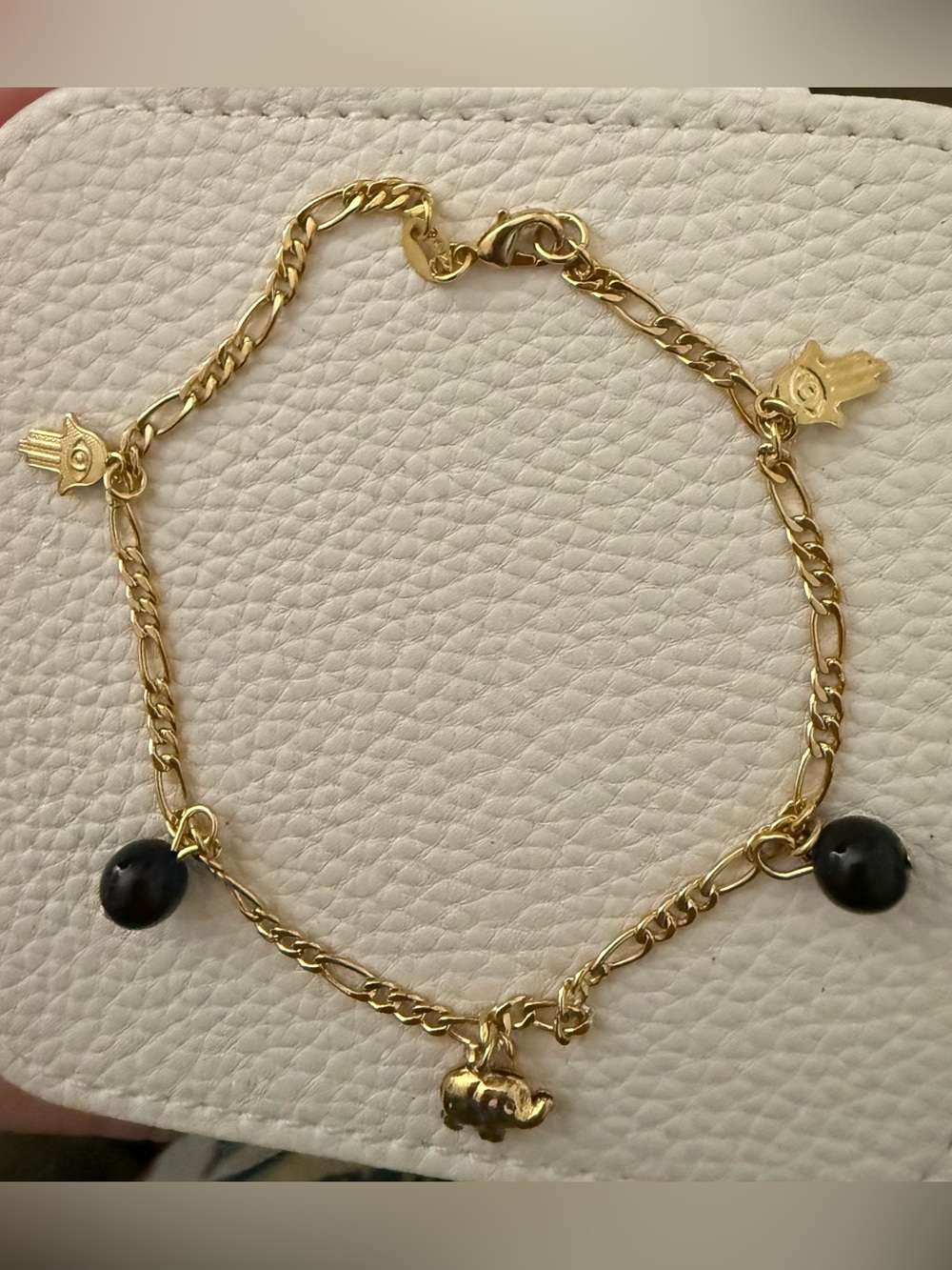 Gold-Filled Figaro Charm Anklet with Black Onyx beads *NEW